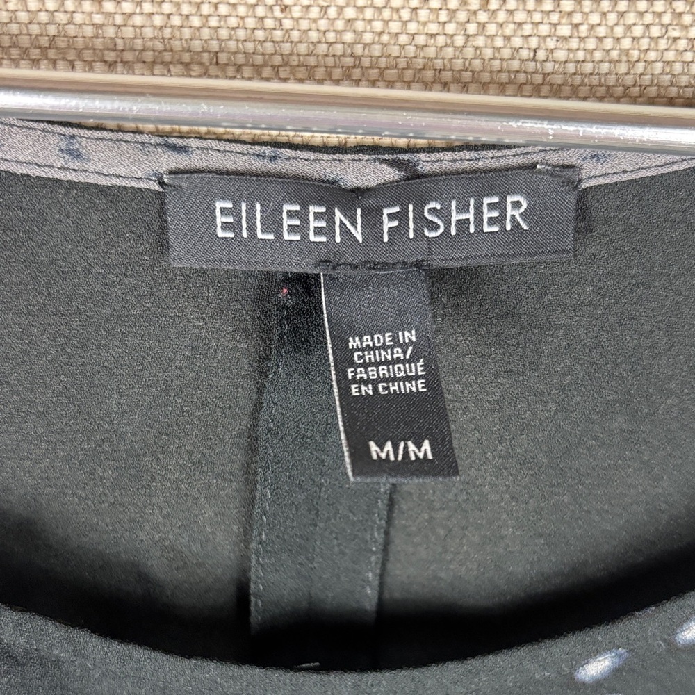 Eileen Fisher > Black Silk Asymmetrical Sleeveless Top Medium - Picture 3 of 11